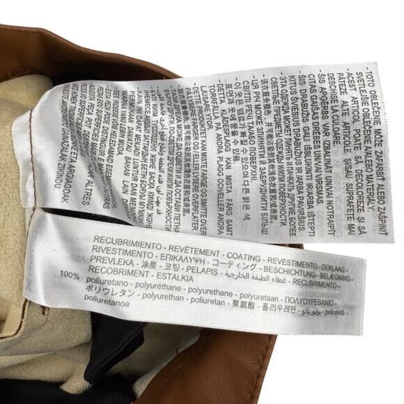 Zara New Woman Full Length Faux Leather Straight Leg Pants Caramel XS - Picture 4 of 5